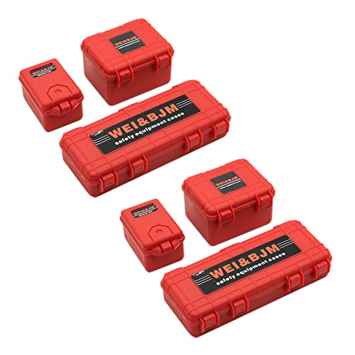 CRAKES 6 Stücke Kunststoff Rc Aufbewahrungs Box Dekoration Werkzeug für Trx4 Axial Scx10 90046 D90 1/10 Rot von CRAKES