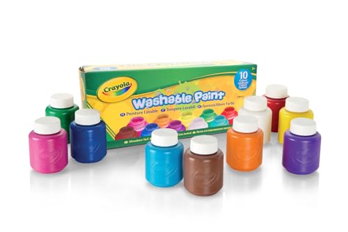 Crayola Abwaschbares Farben Set Kinder, Fingermalfarben für Kinder in 10 verschiedenen Farbtönen, Farbe für Poster und Plakate, Fingerfarben Kinder Ungiftig, Bastel Set, Kinderspielzeug ab 3 Jahre von CRAYOLA