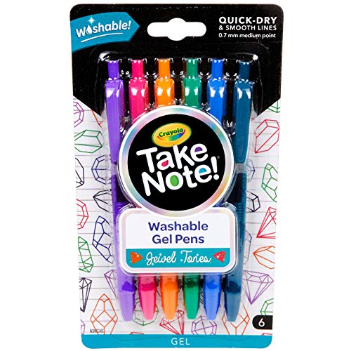 CRAYOLA 58-6606 Take Note 6 Waschbare Gelstifte, Edelsteinfarben, mittlere Spitze 0,7 mm von CRAYOLA