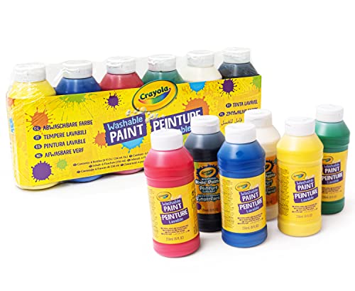 CRAYOLA – 6 Flaschen Abwaschbare Farbe, für Kreative Aktivitäten in der Schule und zu Hause, Ideal für Kinder, 6 Farbtönen, 3926 von CRAYOLA