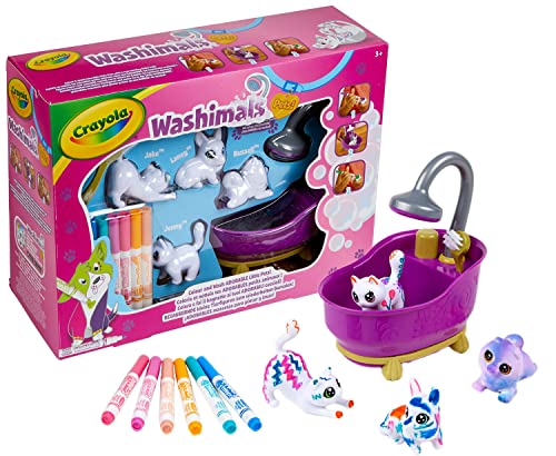 Crayola Washimals Wellness für Haustier Spielfiguren Set zum Bemalen und Baden, Waschsaloon für Hunde, Hasen und Katzen, Spielzeug für Kinder, Kinderspielzeug ab 3 Jahren von CRAYOLA