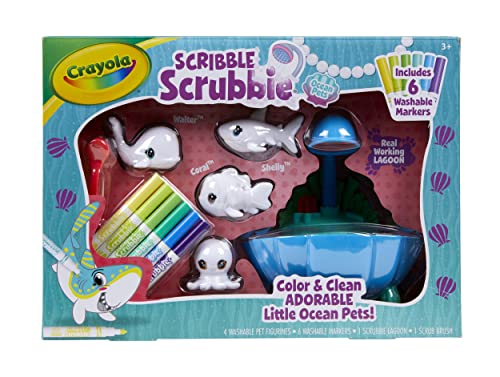 Crayola Scribble Scrubbie Pets Blue Lagoon Spielset, Haustierspielzeug für Mädchen und Jungen, Geschenke für Kinder ab 3 Jahren von CRAYOLA