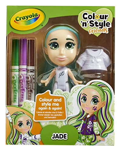 CRAYOLA 918937.005 Colour 'N' Style Friends Puppen – Jade | kreatives Malset mit waschbaren Markern für Kinder ab 3 Jahren, violett, 5 Count (Pack of 1) von CRAYOLA