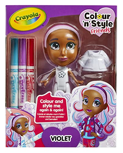 CRAYOLA 918939.005 Colour 'N' Style Friends Puppen – Violett | Kreatives Malset mit waschbaren Markern für Kinder ab 3 Jahren, Einzeln, 5-teiliges Set von CRAYOLA