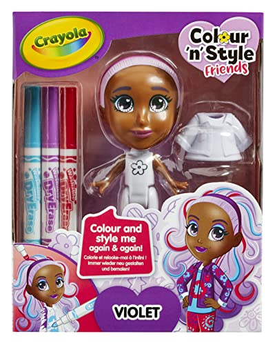 CRAYOLA Colour 'n' Style Friends: Violett, Malen und Stylen Sie Ihre eigene Puppe, Immer Wieder! (inkl. magischen, trocken abwischbaren Stiften), ideal für Kinder ab 3 Jahren von CRAYOLA