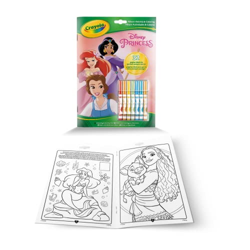 CRAYOLA - Album Aktivität & Ausmalen Disney Princess, 32 Ausmalseiten und 7 abwaschbare Mini-Filzstifte, 04-5807 von CRAYOLA