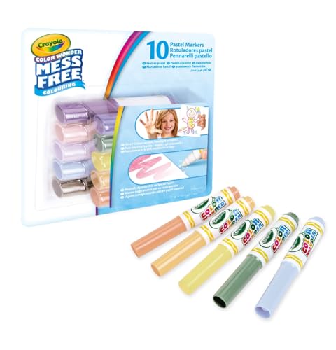 CRAYOLA - Color Wonder, Set mit 10 Filzstiften ohne Flecken mit transparenter Tinte, Pastellfarben, Maxi-Tip, ab 3 Jahren, cod. 75-7019 von CRAYOLA