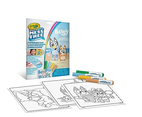 CRAYOLA - Color Wonder, Coloring Set mit 18 Malvorlagen und 4 Filzstiften ohne Flecken, Thema Bluey, Kreative Beschäftigung für Kinder, Alter 3,4,5 Jahre, cod. 75-4610G von CRAYOLA