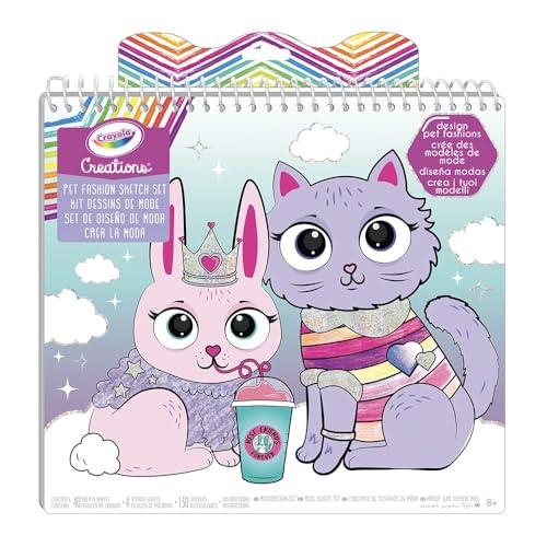 CRAYOLA Creations Welpen Fashion-Design Malbuch – Mit 40 Seiten, Schablonen und 150 Stickern – Kreatives Bastelset für Kinder ab 6 Jahren von CRAYOLA