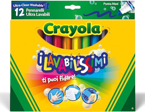 CRAYOLA I Lavabilissimi Filzstifte Ultra-Abwaschbar, Maxispitze, für Schule und Freizeit, 12 Farben, 12 Stück, 58-8329 von CRAYOLA