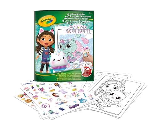 CRAYOLA - Ausmalbuch mit Stickern, 32 Seiten und 4 Stickerbögen zum Thema Gabby's Dollhouse, 04-7025G von CRAYOLA