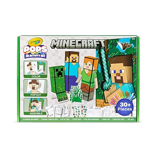 CRAYOLA Minecraft Pops 3D-Kinder-Kunst-Set, Malbuch-Alternative, Geschenk für Jungen und Mädchen, ab 6 Jahren CRAYOLA Minecraft Pops 3D-Kinder-Kunst-Set, Malbuch-Alternative, Geschenk für Jungen und Mädchen, ab 6 Jahren von CRAYOLA