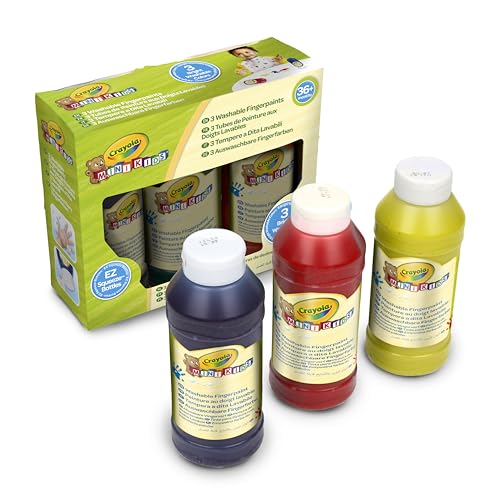 CRAYOLA - Mini Kids, 3 abwaschbare Finger-Tempera, Flaschen zu 236 ml, Grundfarben: blau, gelb, rot, ab 36 Monaten von CRAYOLA