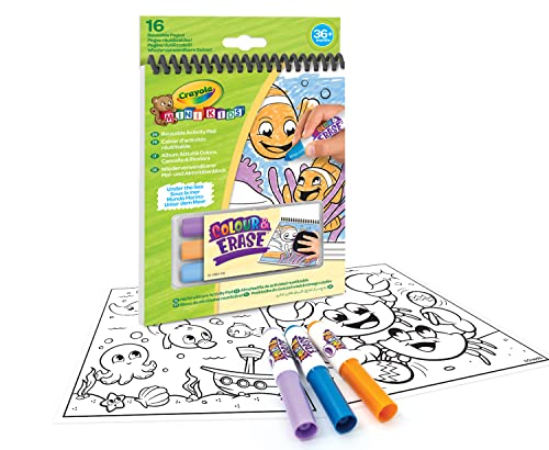CRAYOLA - Mini Kids, Aktivitätsalbum Corella & Stickerei mit 16 wiederverwendbaren Seiten und 3 löschbaren Markern, sortiert, 81-1499 von CRAYOLA
