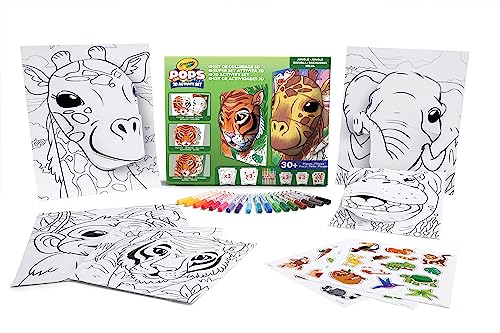 CRAYOLA POPS - 3D-Super-Aktivitätsset, zum Ausmalen und Erstellen von 3D-Bildern, kreative Beschäftigung und Geschenk für Kinder, Thema Dschungel, ab 6 Jahren von CRAYOLA