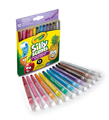 CRAYOLA Profumelli Duftwachsmalstifte Drehen und Malen, für Schule und Freizeit, Sortiert, Mehrfarbig, 12 Stück (1er-Pack) von CRAYOLA