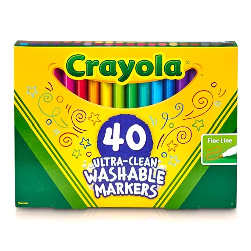 CRAYOLA Ultra Clean Fine Line waschbare Marker, Kinder-Marker für Schule, Geschenk zum Schulanfang, 40 Stück von CRAYOLA