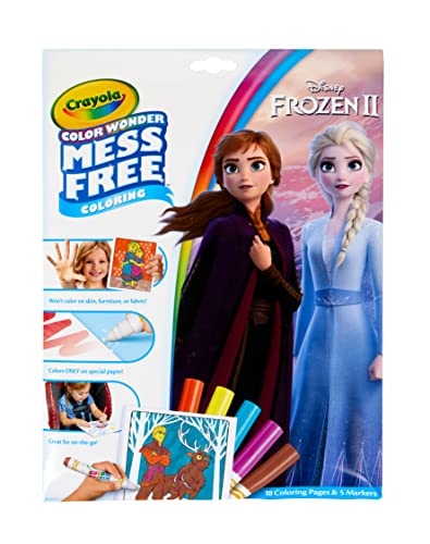 Crayola, Color Wonder, Disney Frozen, Malbuch mit Filzstifte mit Transparenter Tinte, Paket enthält 18 Seiten zum Ausmalen und fünf Marker, 75-7002 von CRAYOLA