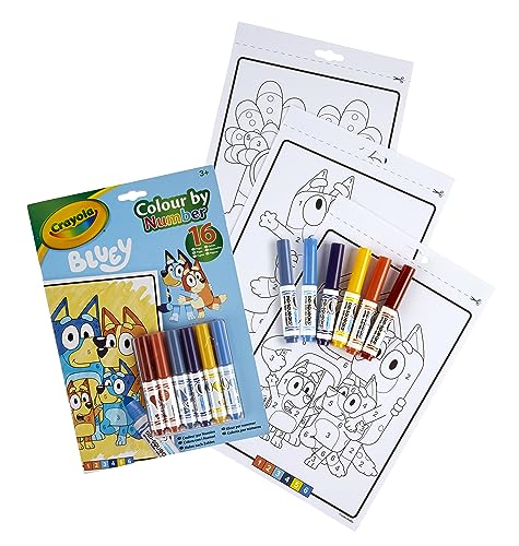 Crayola, Malbücher für Kinder, Bluey, Ausmalen mit Zahlen, Malen nach Zahlen, 16 Ausmalblätter und 6 abwaschbare Stifte, 04-2776G Crayola, Malbücher für Kinder, Bluey, Ausmalen mit Zahlen, Malen nach Zahlen, 16 Ausmalblätter und 6 abwaschbare Stifte, 04-2776G von CRAYOLA