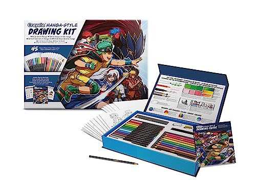 Crayola, Zeichnungs-Set Lerne deine eigenen Mangas zu zeichnen mit 45 Teilen, kreative Beschäftigung und Geschenk für Kinder, ab 8 Jahren von CRAYOLA