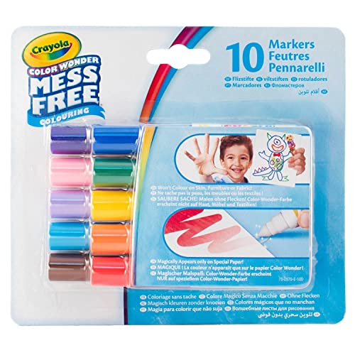 CRAYOLA - Color Wonder, 10 Saubere Sache Filzstifte mit Transparenter Tinte, Klassische Farben, Maxi-Spitze, ab 3 Jahren, 75-2570-E-000 von CRAYOLA