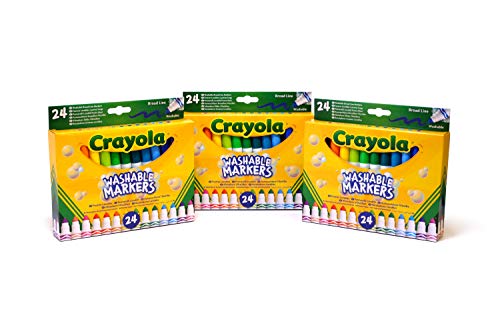CRAYOLA - 3 Packungen mit 24 Maxi-Point-Markern, Abwaschbare Tinte, für Schule und Freizeit, 7461 von CRAYOLA