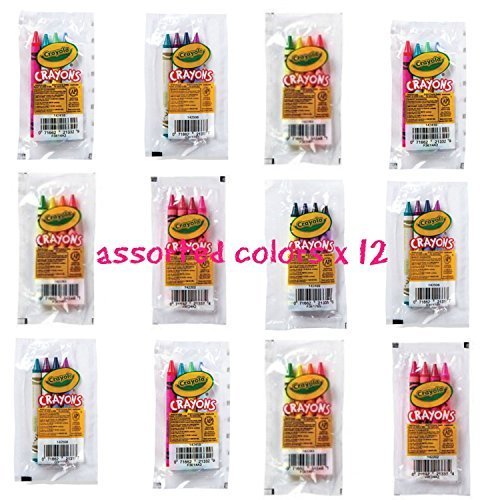 crayola 4 pack full size crayons party favors Bundle of 12 -4 packs Mixed colors - every 4 pack might be different includes glitter crayons neon colors Pastel colors and many more von CRAYOLA