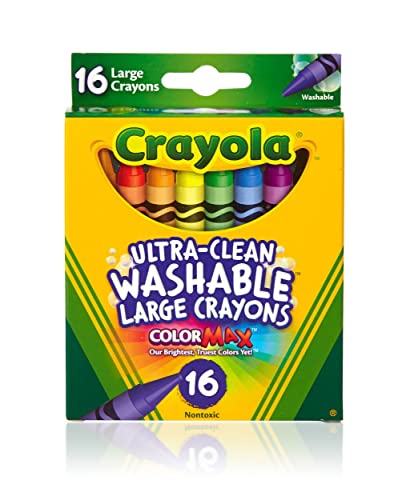 CRAYOLA 523281 CT Ultra-Clean Wachsmalstifte, waschbar, groß, mehrfarbig, 16 Stück (1 Stück) von CRAYOLA