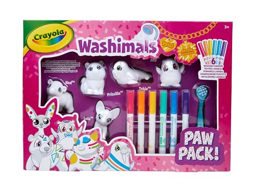 Crayola 74-1661 Washimals, Paw Kit, waschbare Marker und Ausmalfiguren, kreatives Spiel und Geschenk für Kinder, ab 3 Jahren, Mehrfarbig, 12 Stück (1er Pack) von CRAYOLA