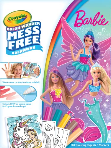 Crayola Color Wonder Barbie Malbuch ohne Unordnung, inkl. 18 Malvorlagen und 5 magischen Markern in wunderbaren Farben, ab 3 Jahren von CRAYOLA