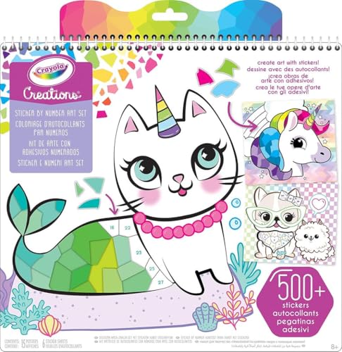 Crayola Creations - Malbuch Einhörner Sticker & Zahlen, Kreative Aktivität & Geschenk für Mädchen, ab 8 Jahren, Mehrfarbig, 04-6229 von CRAYOLA