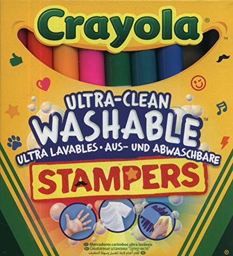 Crayola - Filzstifte Ultra-Abwaschbar, Stempelspitze, für Schule und Freizeit,Verschiedenen Farbtönen, 8 Stück, 58-8129 von CRAYOLA