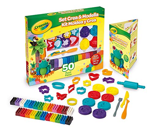 Crayola - Plastilin-Modellierset Crea&Modella, 50 Teile, Geschenk und Kreative Beschäftigung, Alter 5 Jahre, 57-0321, mehrfarbig von CRAYOLA