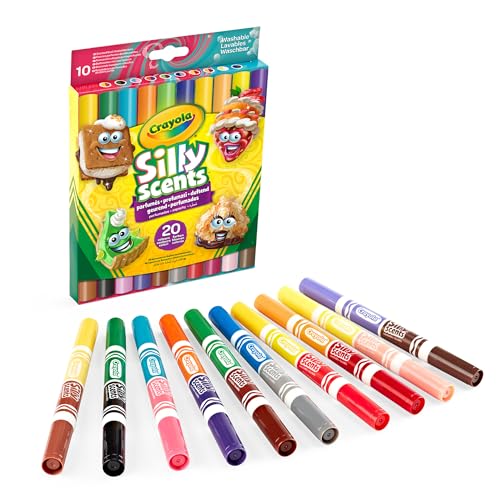 Crayola - Silly Scents, abwaschbare Duft-Filzstifte mit Maxi-Doppelspitze, 10er-Pack, 20 Farben und 20 Düfte, für Schule und Freizeit, ab 3 Jahren, 58-8344 von CRAYOLA