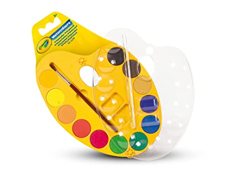 CRAYOLA - Set 12 Aquarellfarben mit Pinsel, Palette mit verschließbarem Deckel, kreative Beschäftigung für Kinder, 53-8434 von CRAYOLA