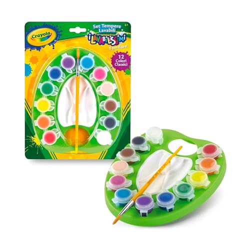 Crayola Superabwaschbar -Set Abwaschbare Temperafarben mit Pinsel, 12 Farben, Kreative Beschäftigung für Kinder, 54-1066 von CRAYOLA