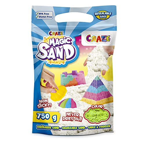 CRAZE MAGIC SAND | GRÜN Magischer Sand Refill-Pack , 750g Nachfüllpack bunter Knetsand für Bastelset Kinder , BPA-und glutenfrei von CRAZE