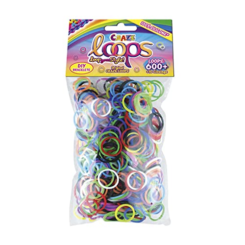 CRAZE LOOPS BAG 600 - Loom Bänder Nachfüllpack mit 600 Gummibänder & 10 Verschlüsse , Farbmix, 100% hautfreundliches Silikon CRAZE LOOPS BAG 600 - Loom Bänder Nachfüllpack mit 600 Gummibänder & 10 Verschlüsse , Farbmix, 100% hautfreundliches Silikon von CRAZE loops