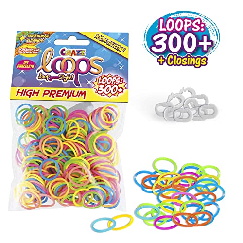 CRAZE LOOPS Knüpfringe - Loom 100% Silikon 300 Stück Soft Ice / Pink weiss Mega US Trend 50850 von LOOPS