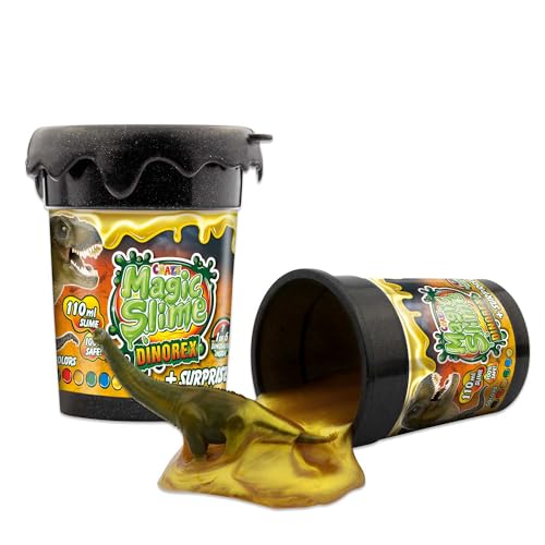 CRAZE MAGIC SLIME DINOREX - Schleim Kinder in 110 ml Dose mit Dinosaurier Spielzeug - Slime Set mit Überraschung , Kinderschleim sicher & rückstandsfrei von CRAZE