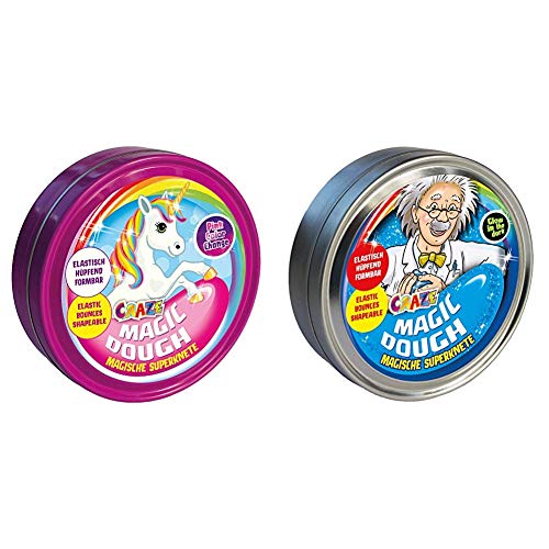 Magic Dough Craze Intelligente Superknete 2er Set, 1x Unicorn 80 g in Dose + 1x Professor Kinderknete 80 g, BPA- und glutenfrei von Magic Dough