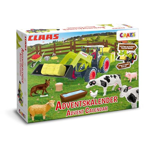 CRAZE Adventskalender Kinder CLAAS Spielzeug Adventskalender mit Bauernhof Figuren und Traktor, 24 Überraschungen, Adventskalender Kinder von CRAZE