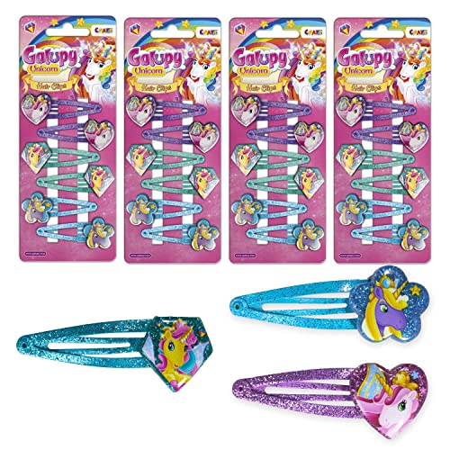 CRAZE GALUPY UNICORN Haarspangen Megaset 24 Hair Clips Einhorn Haarklammern Kinder Haarschmuck Accessoires 29664 von CRAZE