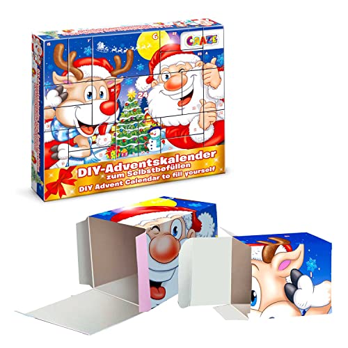 CRAZE 25345 Adventskalender Christmas Weihnachtskalender Weihnachten für Mädchen Jungen Do it Yourself Spielzeugkalender zum Befüllen DIY 2020, selbst basteln von CRAZE