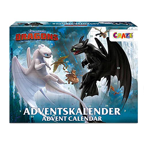 CRAZE Adventskalender DRAGONS 3 Kinder Weihnachtskalender 2021 Drachenzähmen für Jungen & Mädchen Spielzeugkalender Tolle Überraschungen 24645 von CRAZE