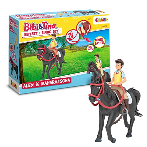 CRAZE BIBI UND Tina Figuren Spielset, reitender Alex & Pferd MAHARADSCHA, Martinshof Kinder Spielzeug mit Zubehör Pferde Spielzeug Mädchen & Jungen Bauernhof Spielzeug 39076 von CRAZE