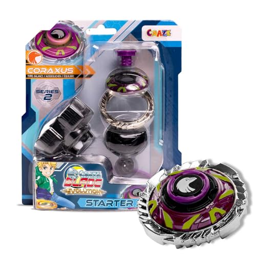 CRAZE Blade Kampfkreisel - Starter Set Evolution Coraxus - Kreisel Metall sehr robust mit Launcher & Reißleine CRAZE Blade Kampfkreisel - Starter Set Evolution Coraxus - Kreisel Metall sehr robust mit Launcher & Reißleine von CRAZE
