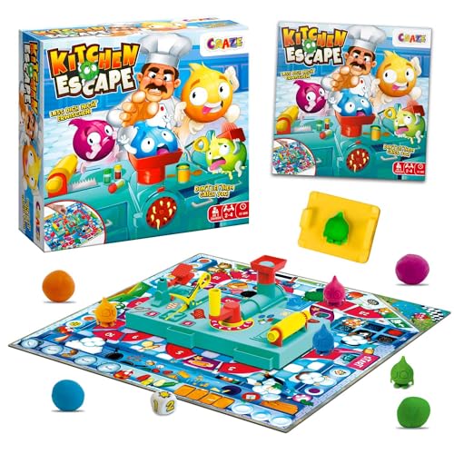 CRAZE Board Game Kitchen Escape – Zwiebel-Zerstörungsspiel mit Kinderknete für die ganze Familie, Brettspiel Kinder ab 8 Jahren von CRAZE