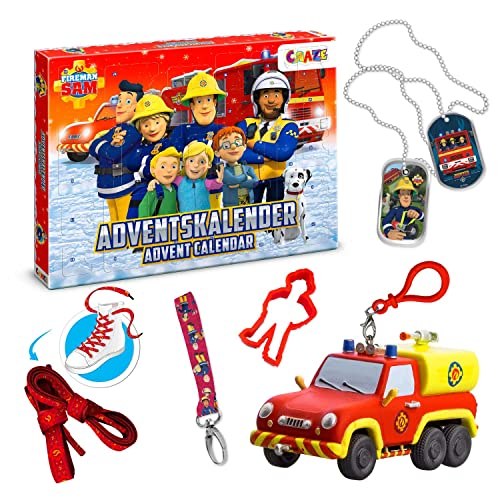 CRAZE Feuerwehrmann Sam Adventskalender Kinder - Adventskalender Jungen mit Feuerwehr Spielzeug für Kinder von CRAZE