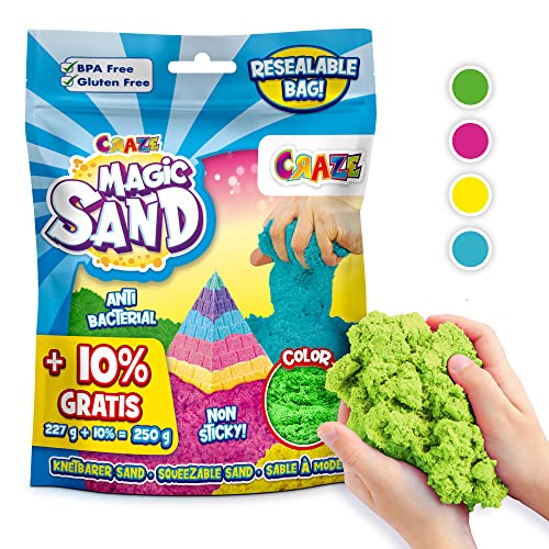 CRAZE MAGIC SAND | Knetsand Refill-Pack, 250g Nachfüllpack bunter magischer Sand, BPA-und glutenfrei, 4- Vorauswahl nicht möglich von CRAZE